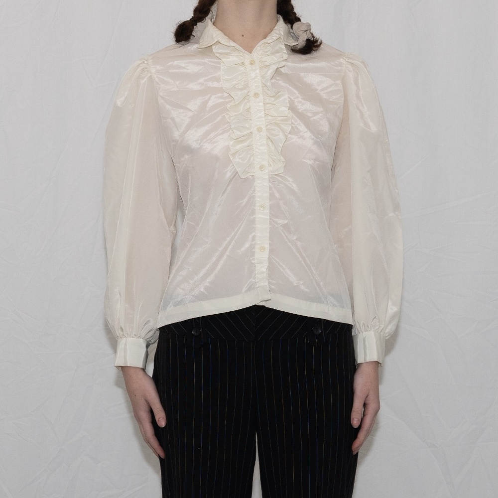 Vintage button up ruffle blouse size 7 mg concepts in sportswear